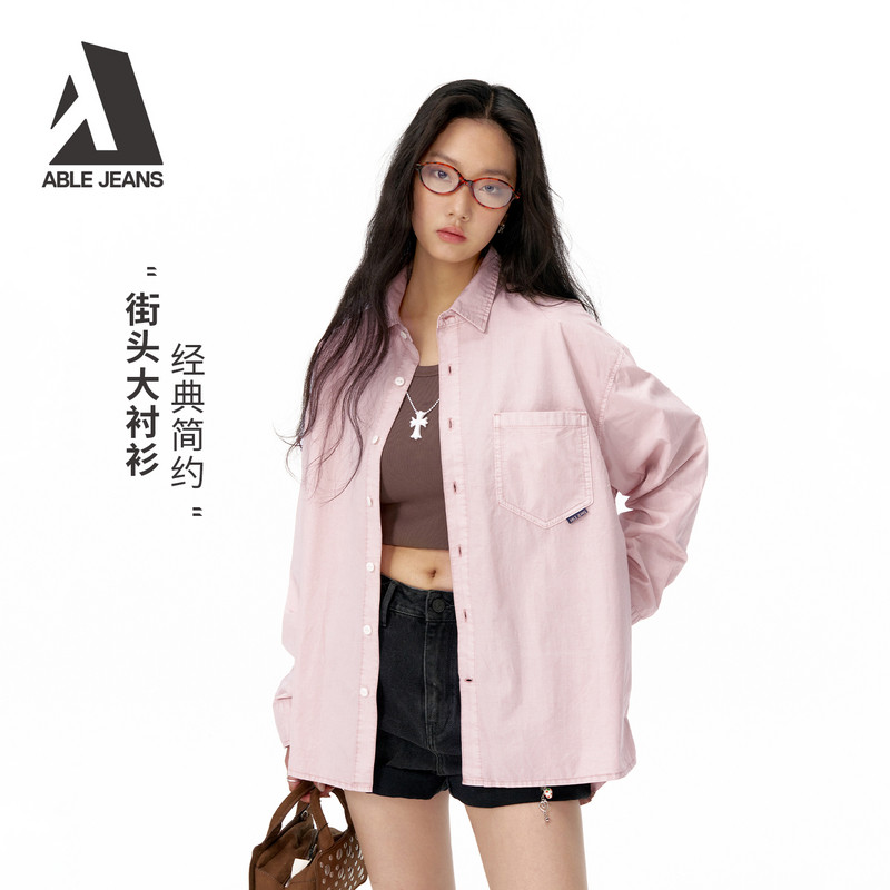 ABLE JEANS26夏季新款女士长袖Oversize设计感慵懒风街头大衬衫