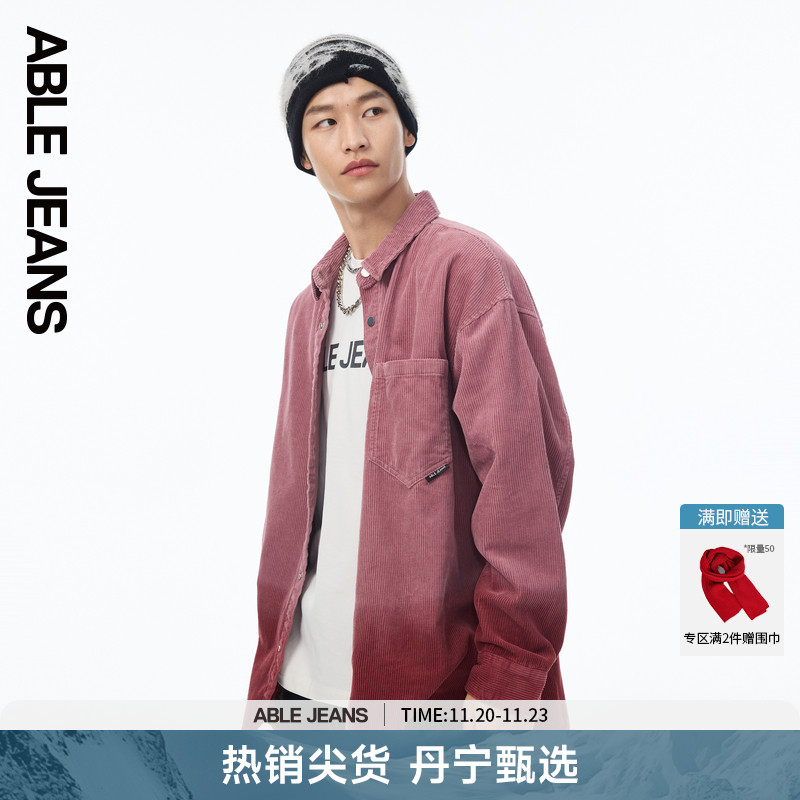 ABLE JEANS冬季新款男士灯芯绒街头大衬衫外套长袖741114