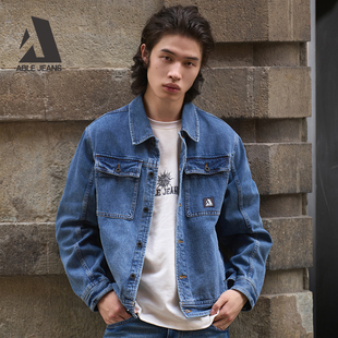 ABLE JEANS【工程师夹克】秋冬款男士水洗工装牛仔夹克翻领外套