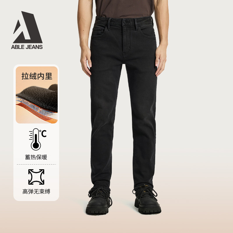 ABLE JEANS【修身裤】25冬男士经典复古洗水加绒修身小脚