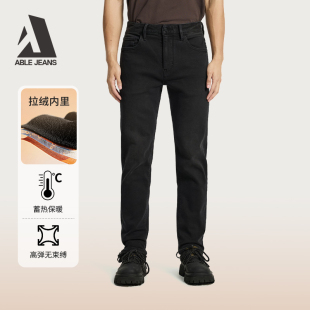 ABLE JEANS【修身裤】25冬男士经典复古洗水加绒修身小脚牛仔裤