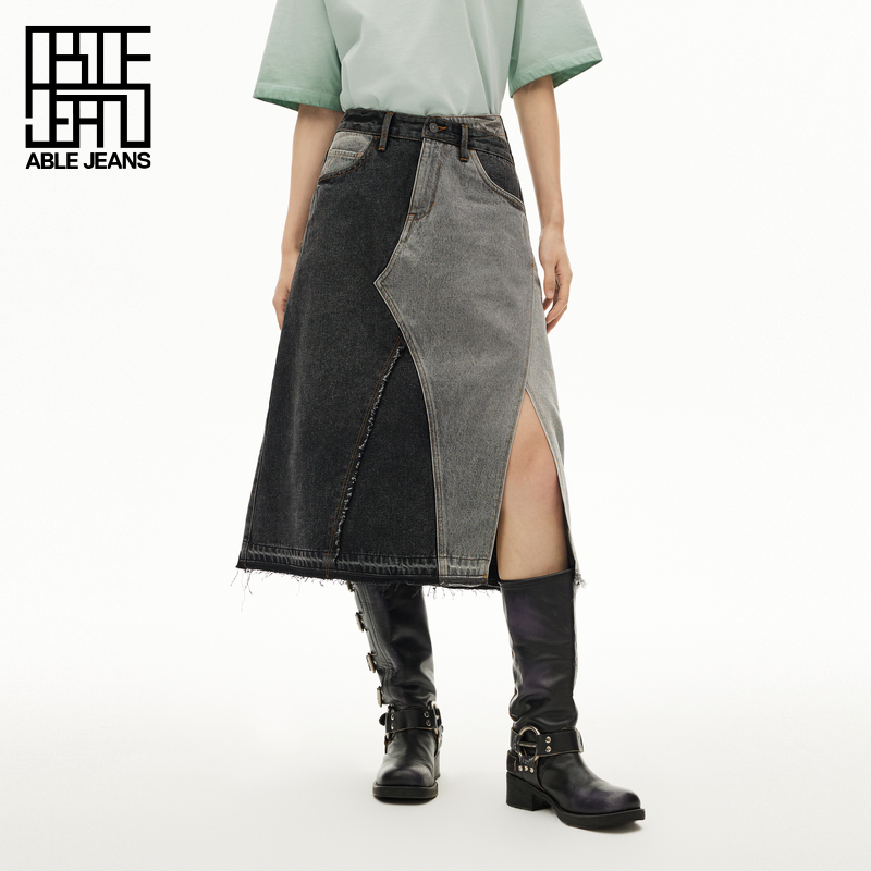 夏季牛仔半身裙ABLEJEANS长裙