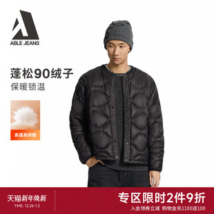 男士 新款 日常简约保暖舒适棒球领轻薄羽绒服外套 JEANS25冬季 ABLE