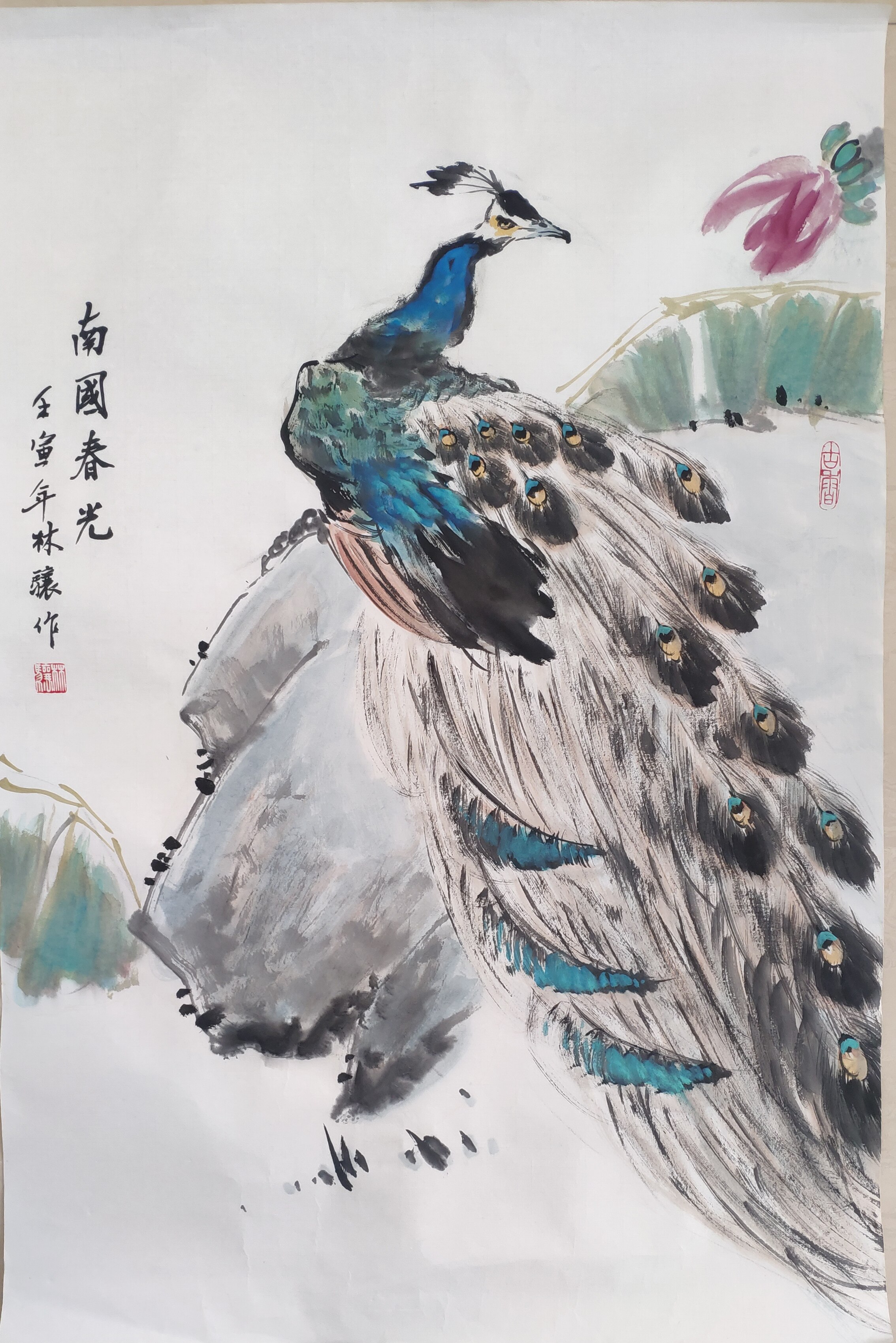 九牧墨轩字画国画花鸟画手绘孔雀图写意画小幅玄关走廊装饰画真迹