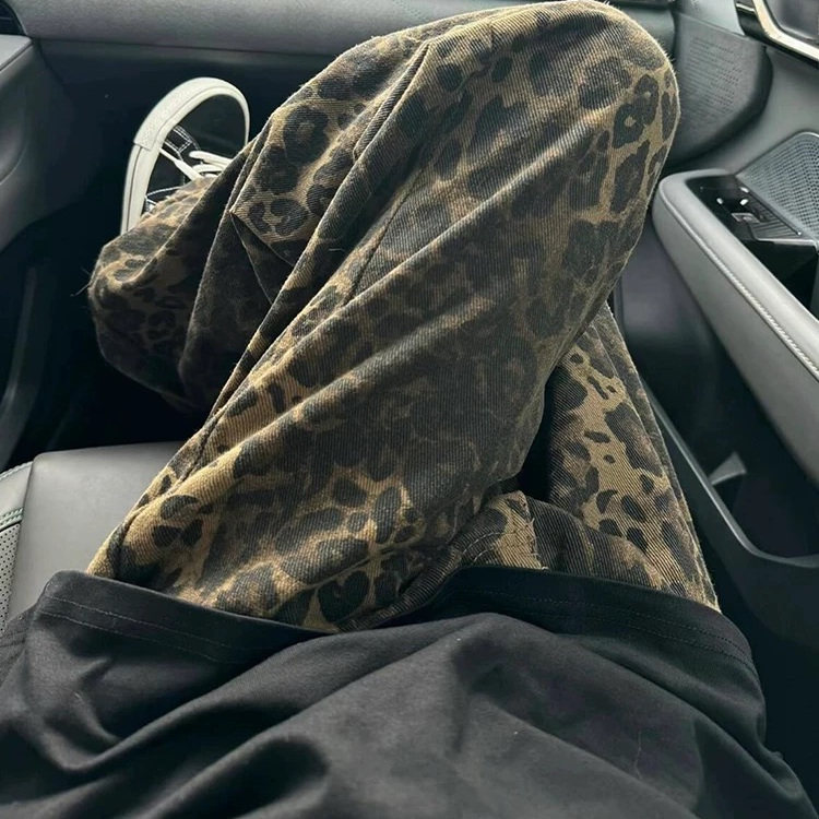 大码胖妹妹美式豹纹阔腿牛仔裤女春秋季新款高腰宽松显瘦直筒裤子,女装/女士精品,牛仔裤,淘宝优惠券,粉丝福利购,淘宝优惠卷