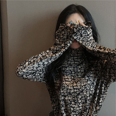 洋气外穿长袖韩版打底碎花上衣女