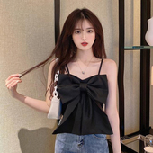 蝴蝶结吊带背心女夏装 上衣外穿 胖妹妹内搭美背抹胸打底衫 新款 大码
