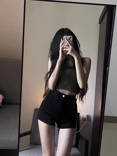 紧身牛仔短裤女春夏薄款高腰包臀