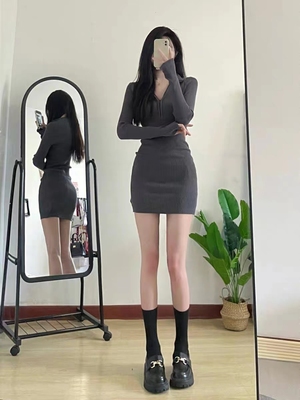 打底连衣裙短裙子拉链大码内搭