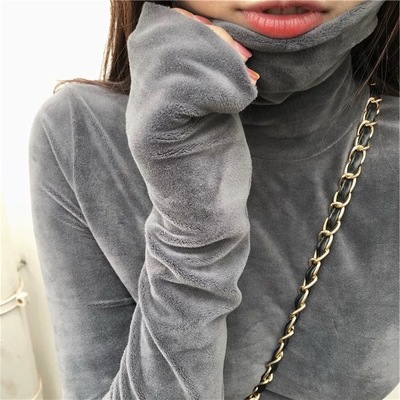 金丝绒长袖T恤内搭高领保暖打底