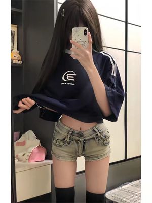 美式复古短裤牛仔夏季设计感包臀