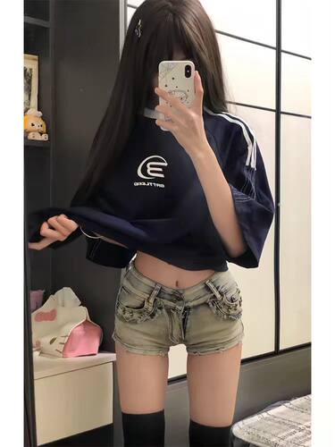 美式复古短裤牛仔夏季设计感包臀