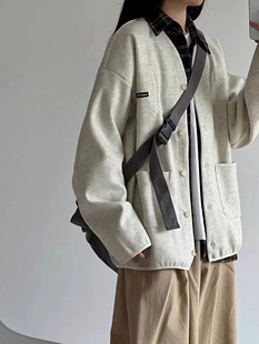 日系复古慵懒风外搭开衫上衣春秋新款大码胖妹妹高级感夹克外套女