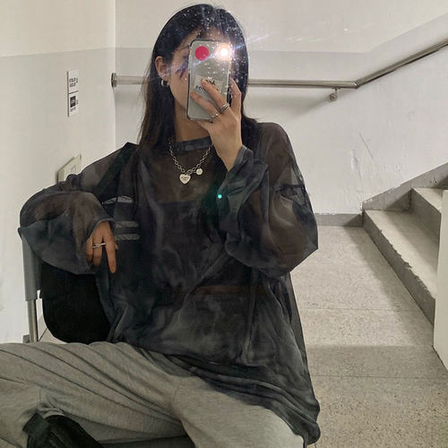 大码胖妹妹网薄款宽松扎染T恤