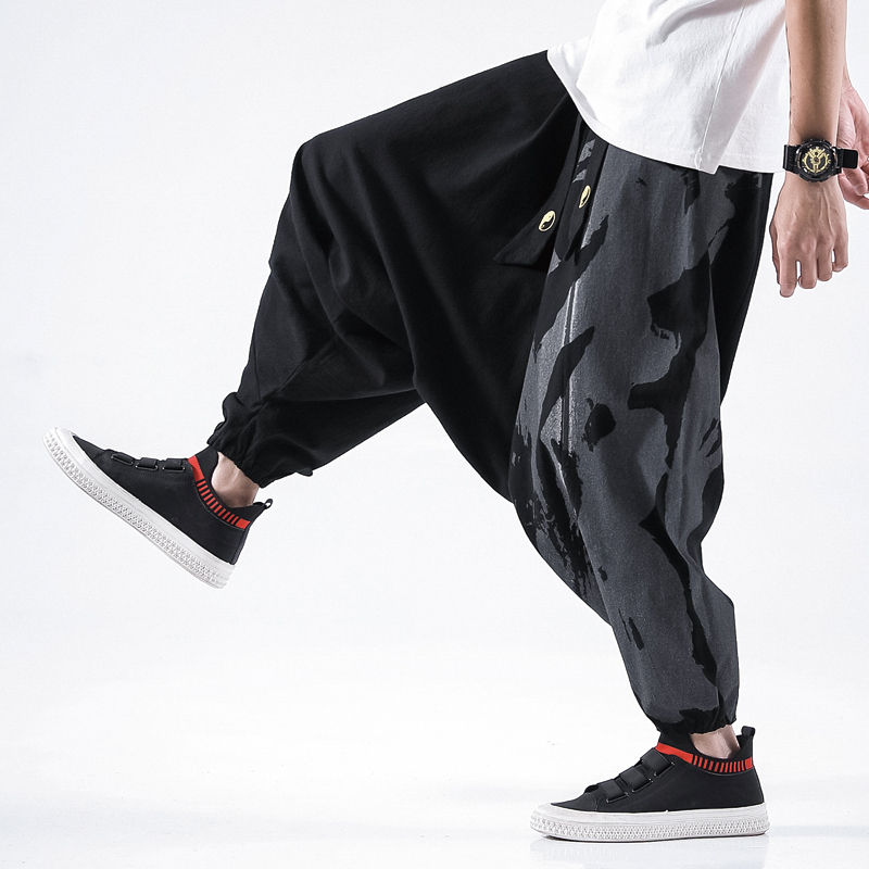220斤可穿印花垮裤男哈伦裤男裤