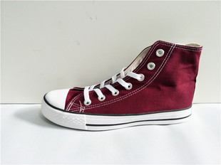 包邮酒红色男鞋女鞋高帮低帮纯黑鞋纯白帆布鞋特大码鞋45/46/47码