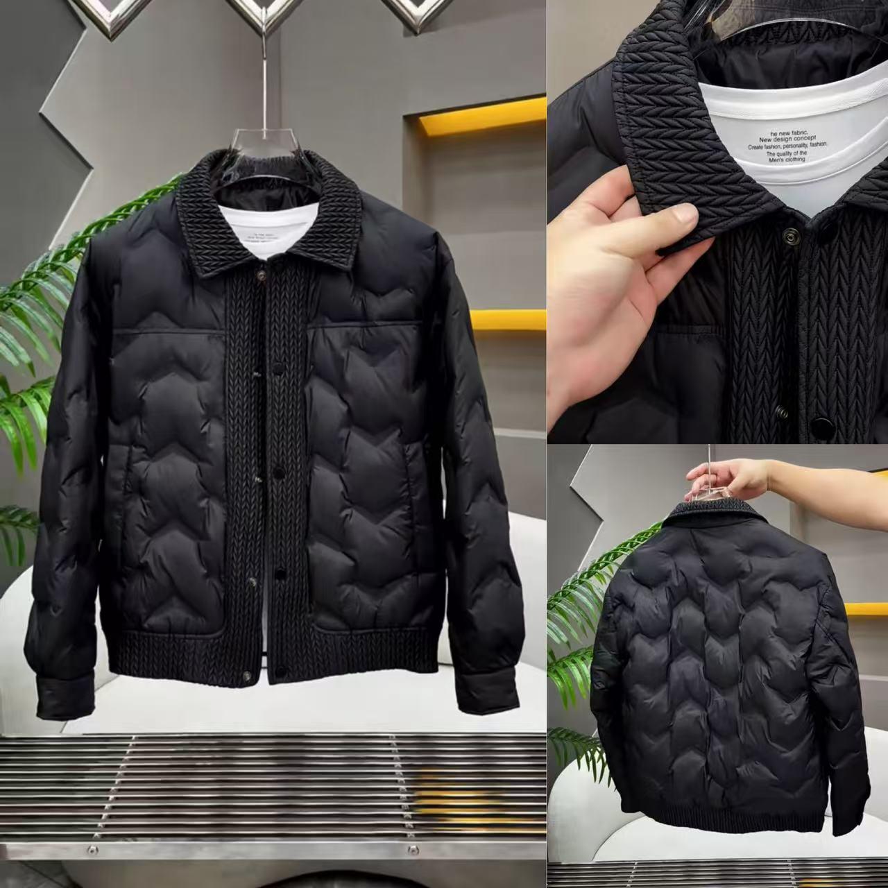 高端翻领羽绒服短款2025年新款拼接潮流时尚保暖休闲冬季轻薄外套