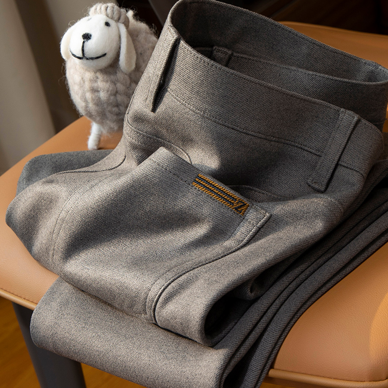 2025年秋冬新款柔软磨毛呢料商务休闲西裤男士修身小脚百搭长裤子