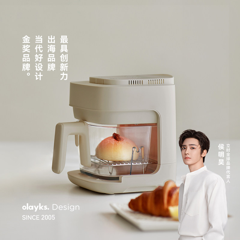 olayks立时空气炸锅新款小型家用免翻面烹饪机可视玻璃内胆电炸锅