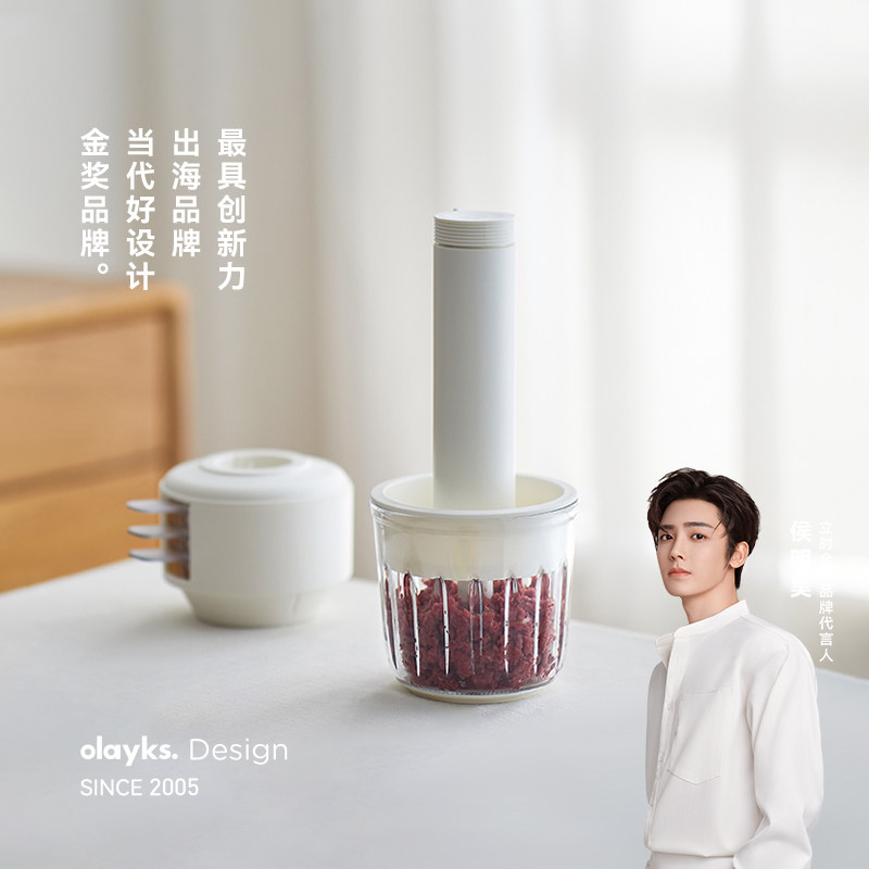 olayks立时绞肉机家用佐料机多功能电动小型搅拌肉馅料理机辅食