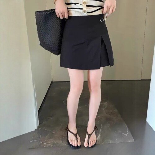 高腰开叉A版西装裙裤女2025夏季