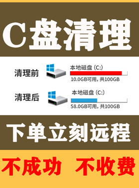 电脑c盘清理远程笔记本台式弹窗广告清理垃圾c盘流氓软件优化提速