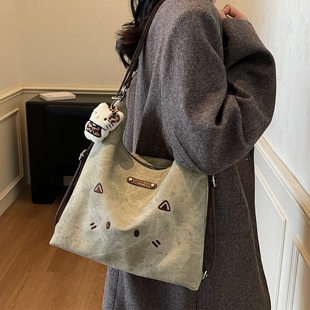 【多种背法】可爱猫咪大容量单肩双肩包大包2025新款潮百搭托特包