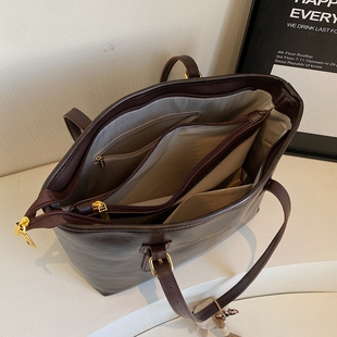 【有拉链夹层】复古简约大容量托特包大包2025新款时尚上班通勤包