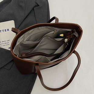 【有拉链夹层】简约大容量托特包女上班通勤包2024新款潮时尚大包