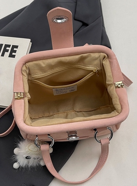 【有拉链暗袋】小众设计夹口柔软面料小包包手提斜挎包2025新款