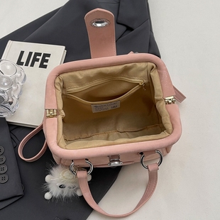 【有拉链暗袋】小众设计夹口柔软面料小包包手提斜挎包2025新款