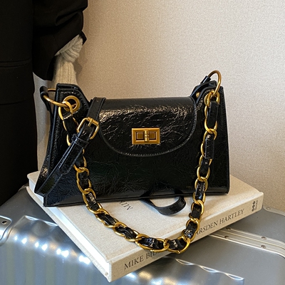 高级感质感黑色链条包小包包