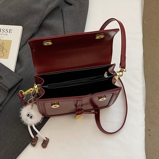 【有拉链夹层】红色质感小方包小包包2025新款潮百搭斜挎包女款