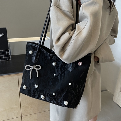 黑色蝴蝶结大容量托特包