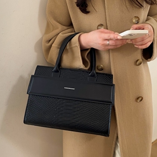 【有拉链夹层】高级感鳄鱼纹托特包手提斜挎包2025新款潮百搭复古