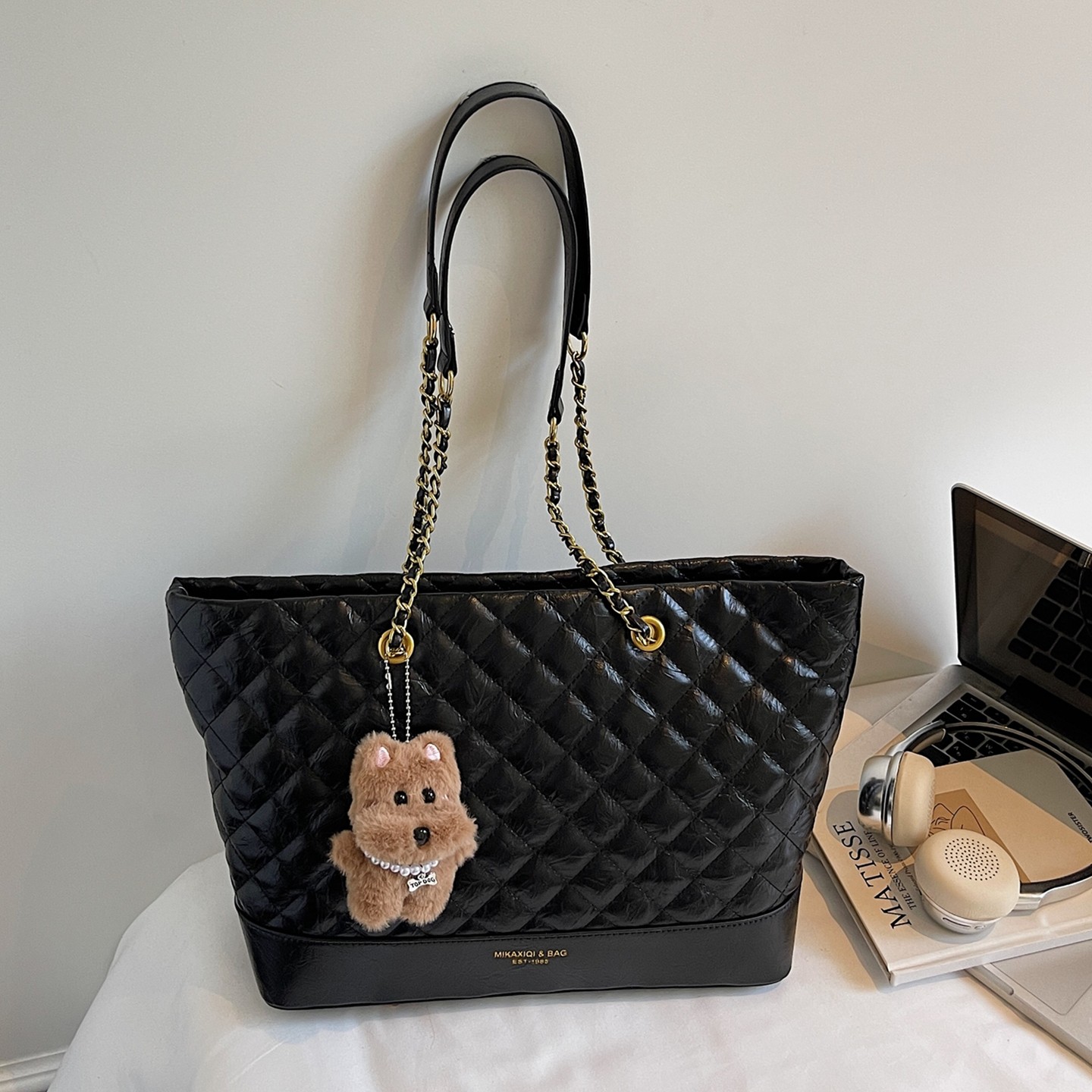 高级感菱格链条大容量托特包上班通勤包2025新款潮百搭时尚大包,箱包皮具/热销女包/男包,托特包,淘宝优惠券,粉丝福利购,淘宝优惠卷