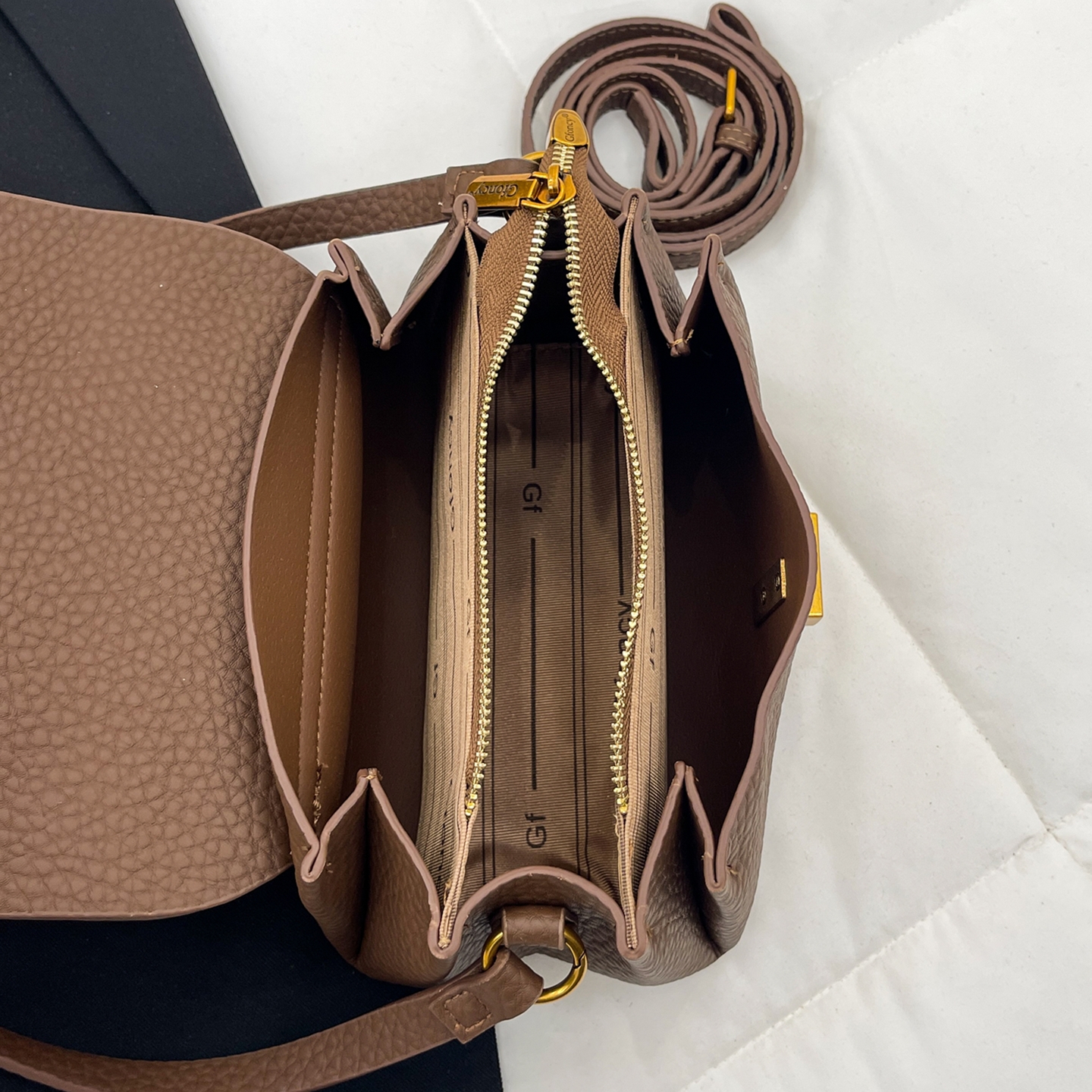 【多隔层】韩版简约百搭ins荔枝纹斜挎包2025新款潮柔软小包包