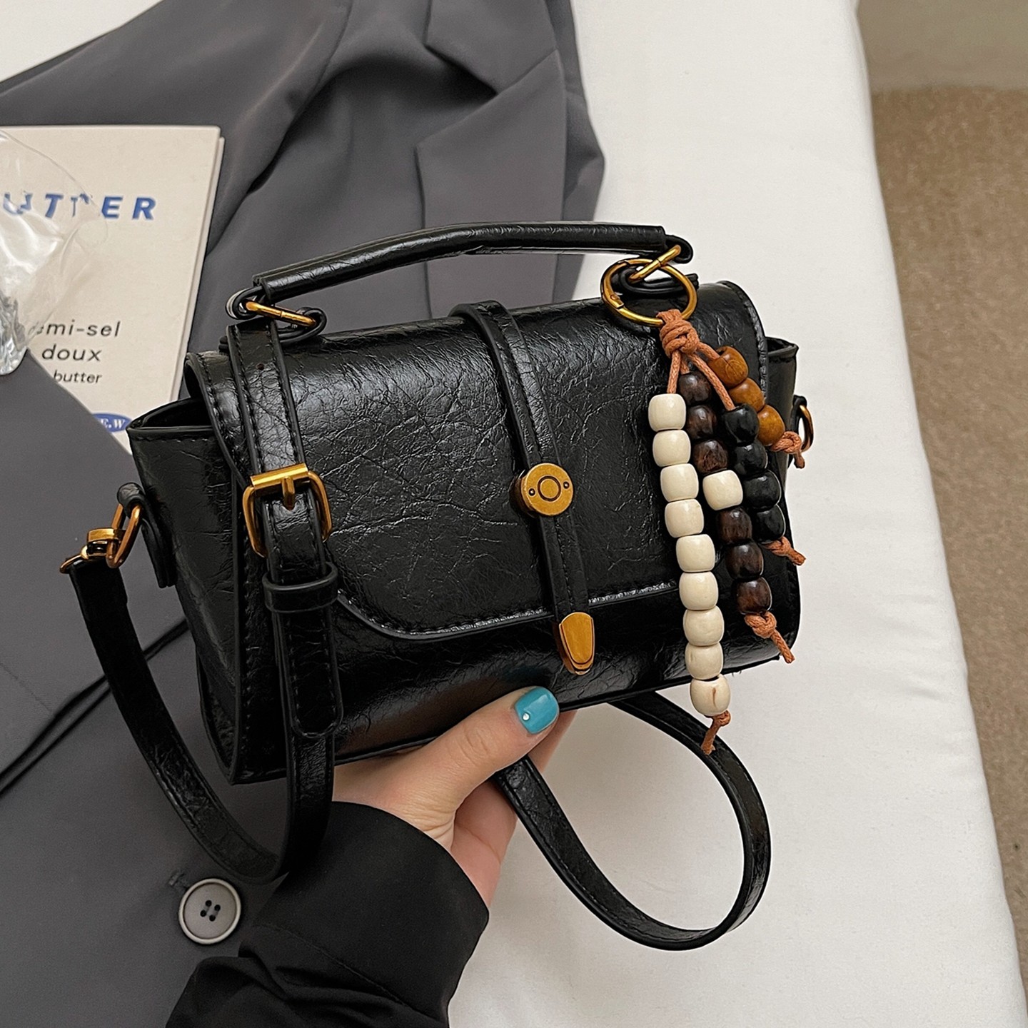 【送挂件】高级感小众质感手拎斜挎包2026新款潮百搭小包包女款,箱包皮具/热销女包/男包,手机包,淘宝优惠券,粉丝福利购,淘宝优惠卷