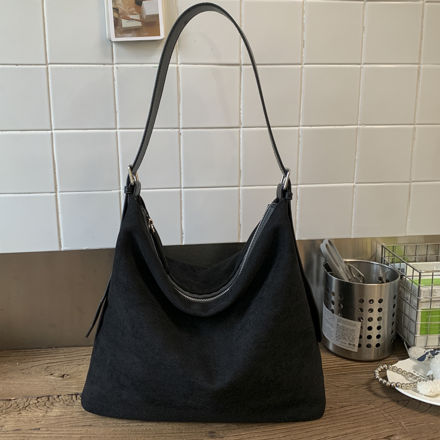 简约纯色柔软大容量腋下hobo包