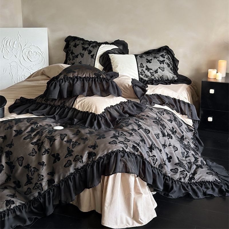 轻奢法式加厚保暖牛奶绒四件套蝴蝶花边床单床裙床笠珊瑚绒三件套,床上用品,床品套件/四件套/多件套,淘宝优惠券,粉丝福利购,淘宝优惠卷