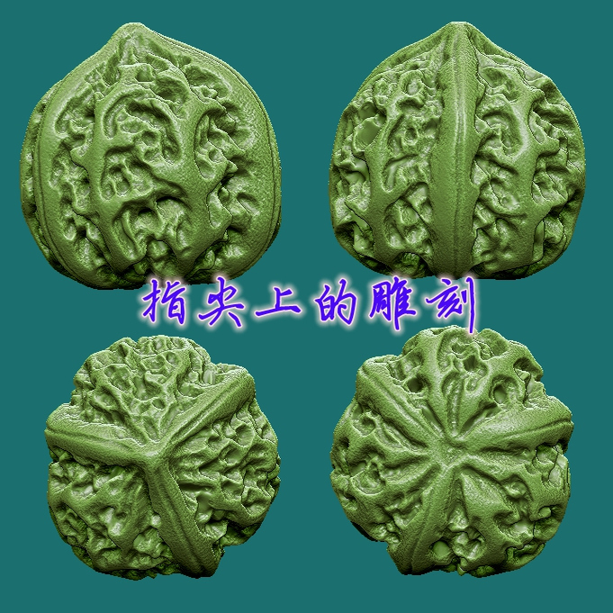 手把件核桃4  圆雕图三维图STL雕刻素材3D打印立体图精雕