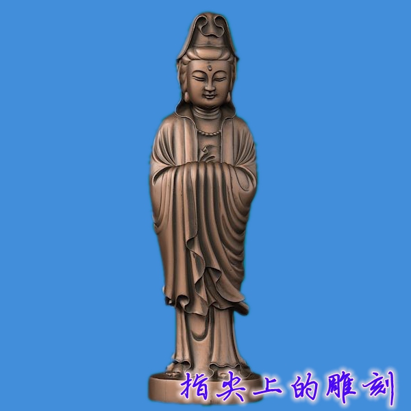 拱手观音  圆雕图三维图STL雕刻素材3D打印立体图精雕