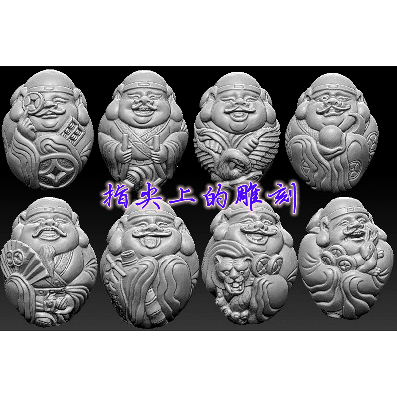 圆雕图三维图stl雕刻设计素材3D打印  超可爱财神核雕图