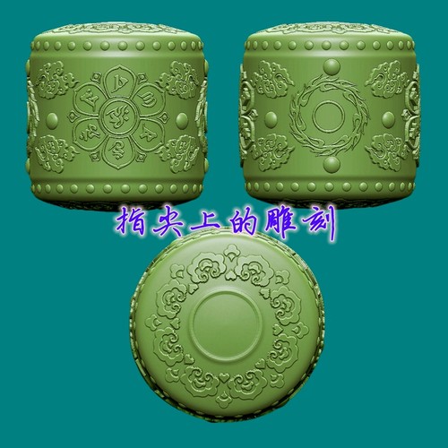 圆雕图三维图STL雕刻3D打印素材立体图精雕  藏文六字真言三通