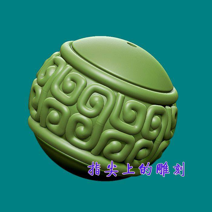 圆雕图三维图STL雕刻3D打印素材立体图精雕  回纹圆珠1