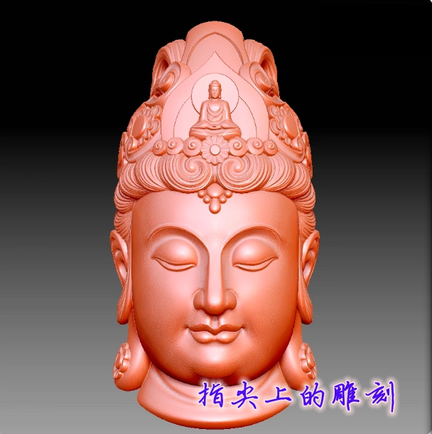 圆雕图三维图STL雕刻3D打印素材立体图精雕  9329玉雕观音头