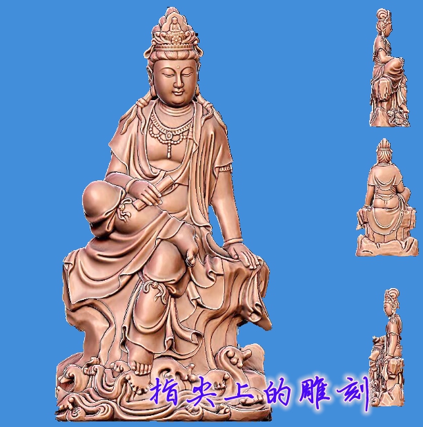 自在观音01   圆雕图三维图STL雕刻素材3D打印立体图精雕