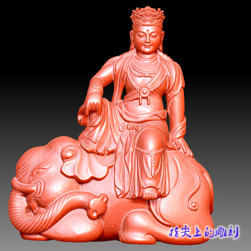 三维立体精雕图STL3D模型中式雕塑模型圆雕图  骑象普贤