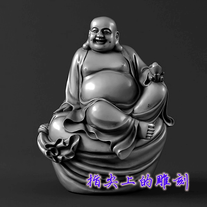 圆雕图三维图stl雕刻设计素材3D打印立体图  弥勒坐布袋