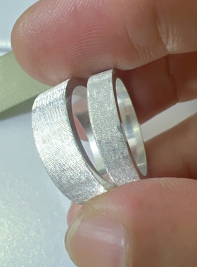 拉丝戒指纯银叠戴手工对戒